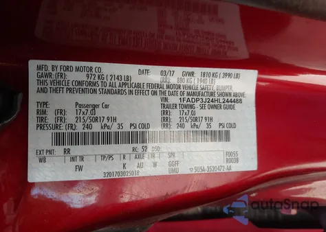 2017 Ford Focus Titanium from USA, damaged, VIN 1FADP3J24HL244488